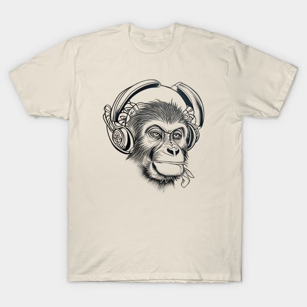 Introvert Monkey Loves Music T-Shirt by samsamteez